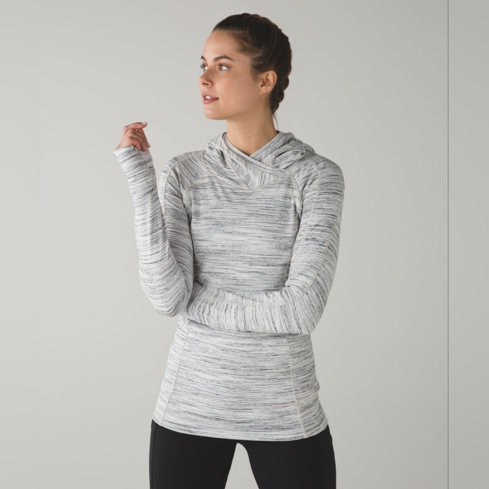 Lululemon Think Fast Hoodie Space Dye Camo White Multi / Silver Spoon 10